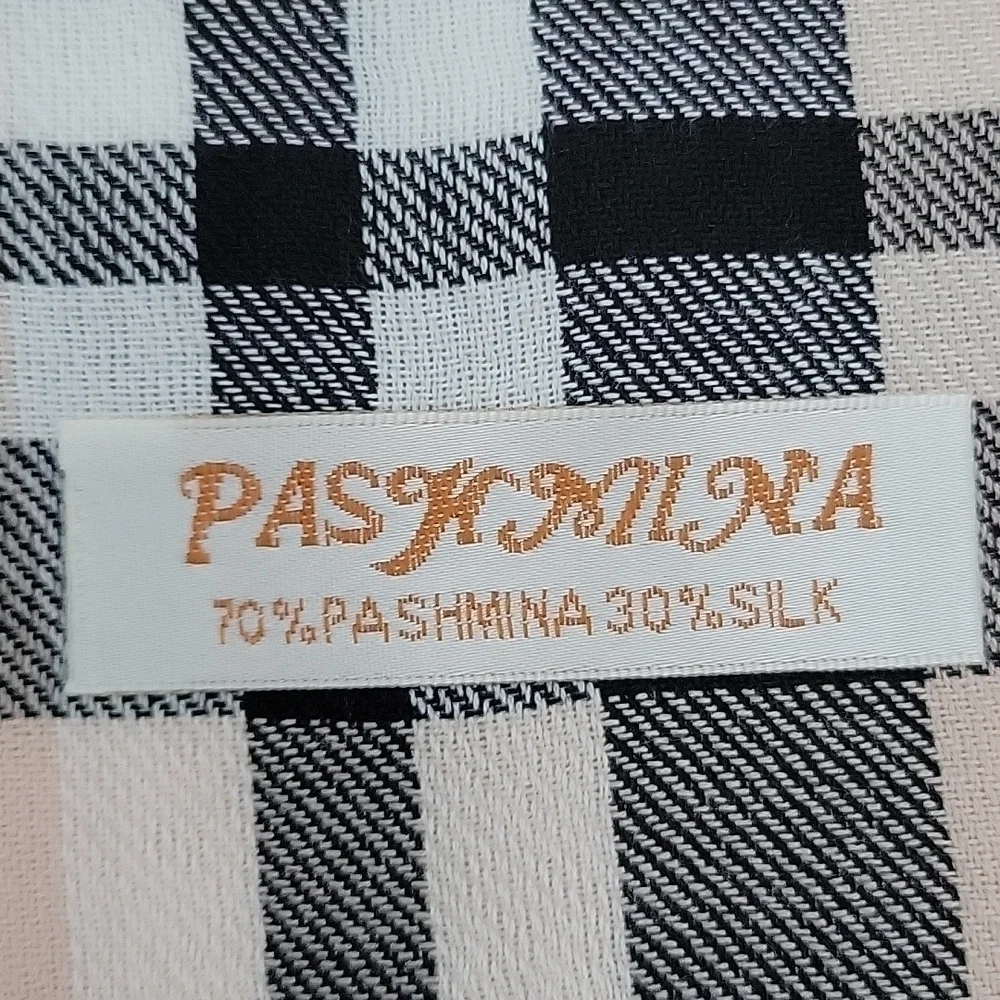 Pashmina Silk Tartan Plaid Long Brown Tan Nova Check Pattern Fringe New Scarf